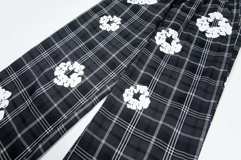 200💰D301# DENIM TEARS READYMADE foam kapok plaid casual pants 18 gray, red S-XL